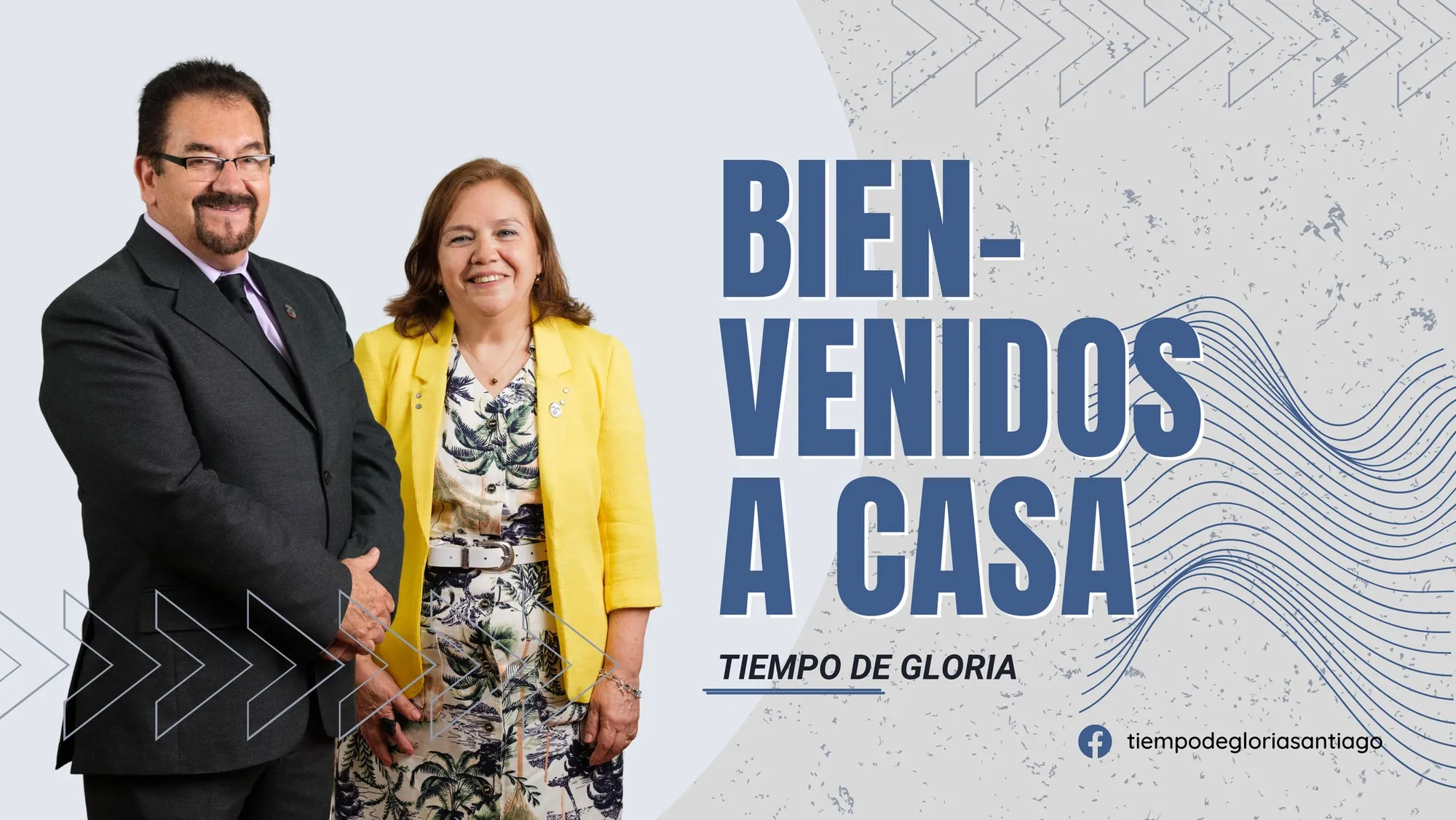 Obispo Alfredo Riquelme Reyes y su esposa dan la bienvenida a la congregación de Tiempo de Gloria